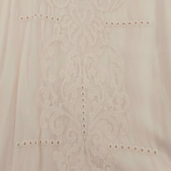 Johnny Was Mini Dress Womens Small Peach Sleeveless Lined Embroidered Bohemian - Picture 4 of 12